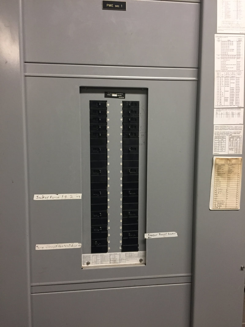 A switchboard in the boiler room